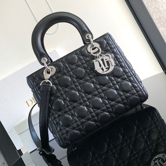 Dior Lady Medium Bag In Black Cannage Lambskin