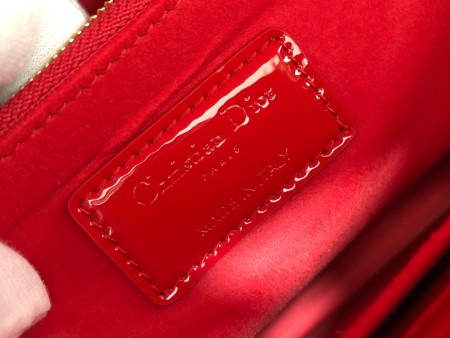 Dior Lady Dior Large Bag In Red Patent Cannage Calfskin