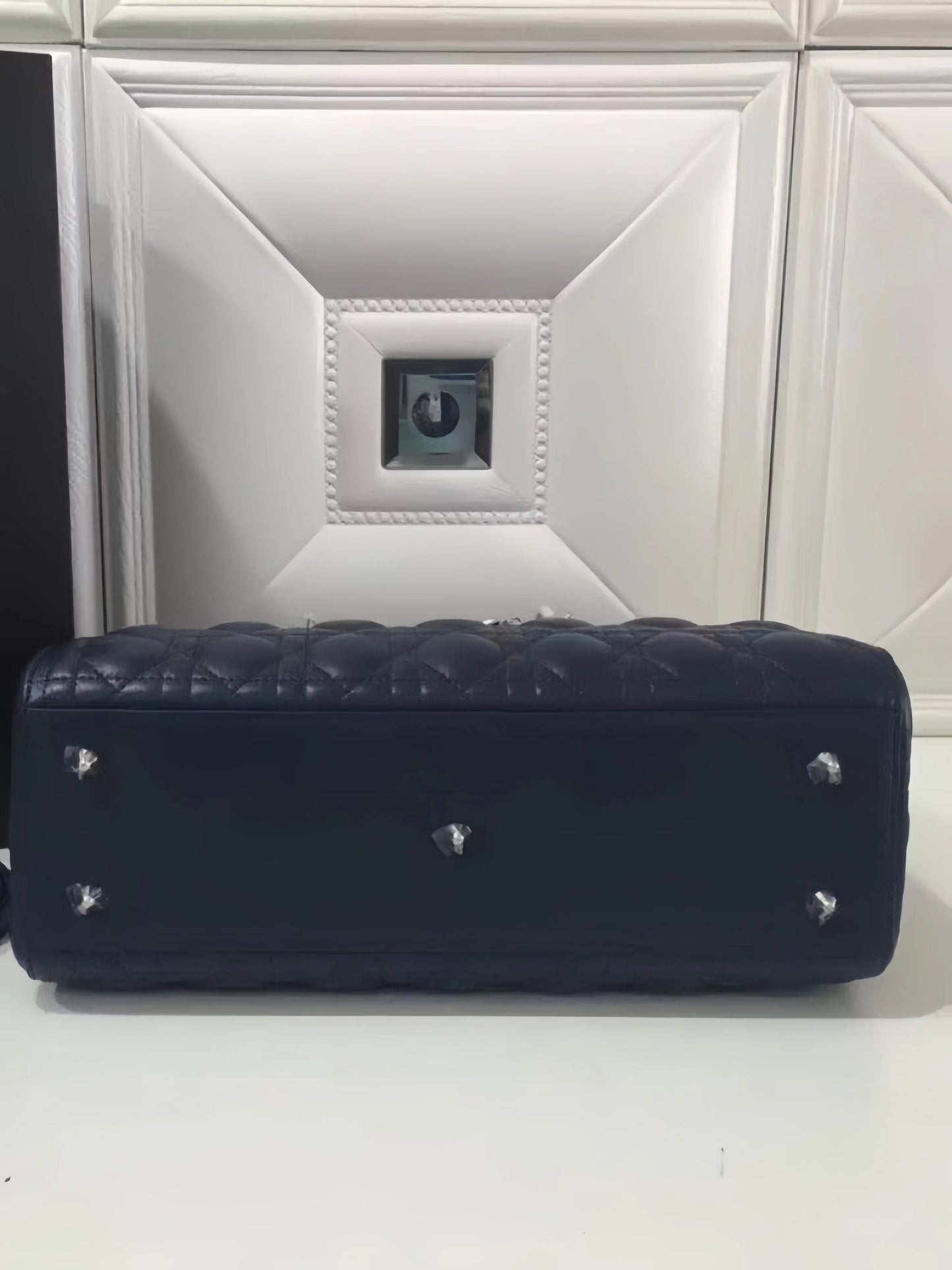 Dior Lady Dior Large Bag In Dark Blue Cannage Lambskin