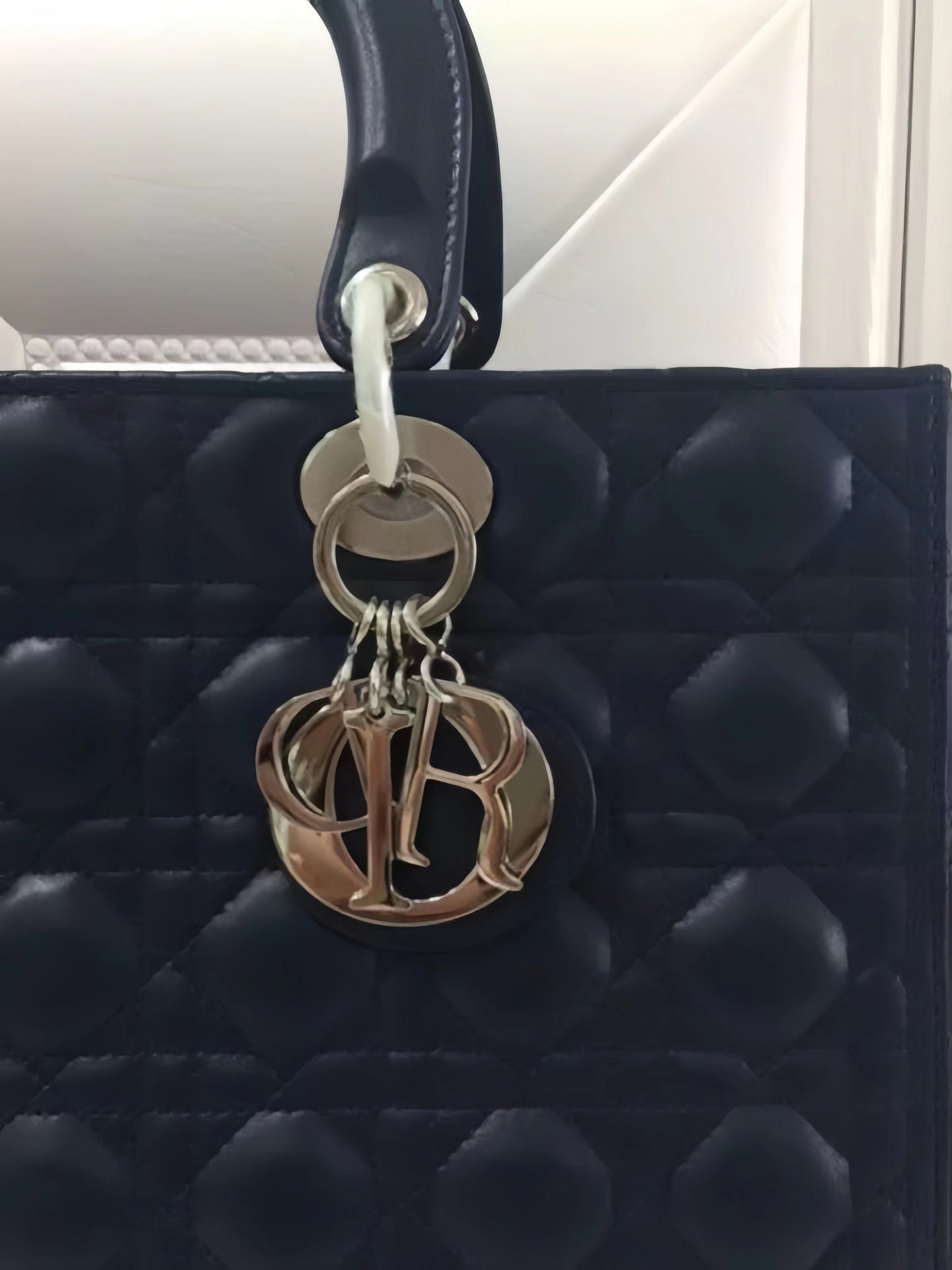 Dior Lady Dior Large Bag In Dark Blue Cannage Lambskin