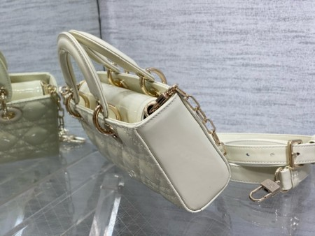 Dior Lady D-Joy Bag in White Patent Calfskin