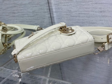 Dior Lady D-Joy Bag in White Patent Calfskin