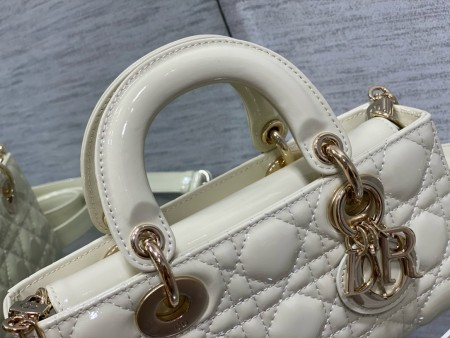 Dior Lady D-Joy Bag in White Patent Calfskin