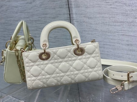 Dior Lady D-Joy Bag in White Patent Calfskin