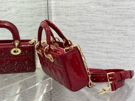 Dior Lady D-Joy Small Bag in Red Patent Calfskin