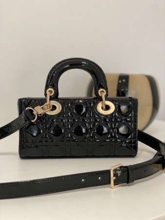 Dior Lady D-Joy Bag in Black Patent Calfskin