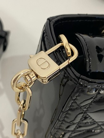 Dior Lady D-Joy Bag in Black Patent Calfskin