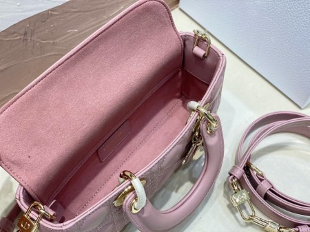 Dior Lady D-Joy Bag In Peony Pink Cannage Lambskin