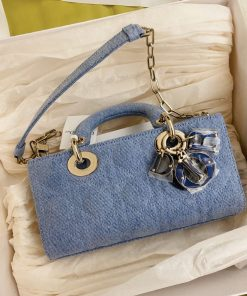 Dior Lady D-Joy Bag In Design Denim Macrocannage Blue