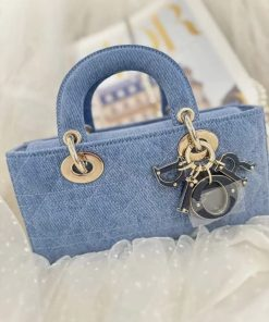 Dior Lady D-Joy Bag In Design Denim Macrocannage Blue