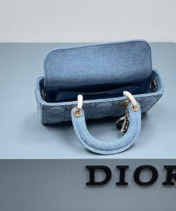 Dior Lady D-Joy Bag In Design Denim Macrocannage Blue