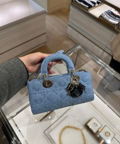 Dior Lady D-Joy Bag In Design Denim Macrocannage Blue