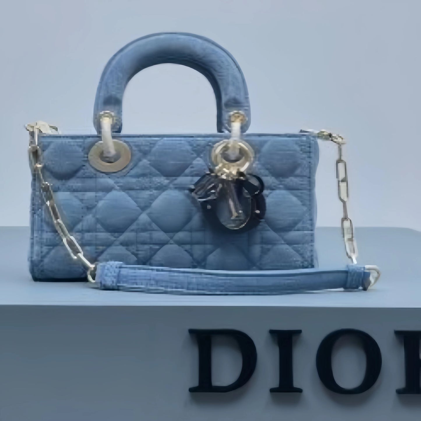 Dior Lady D-Joy Bag In Design Denim Macrocannage Blue