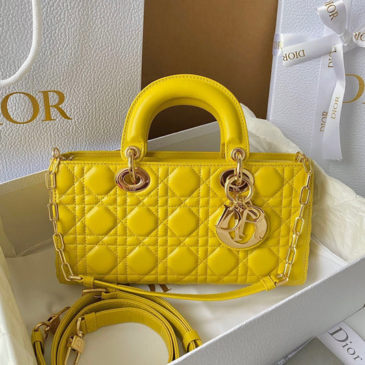 Dior Lady D-Joy Bag In Yellow Cannage Lambskin