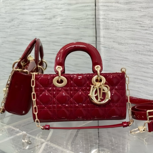 Dior Lady D-Joy Small Bag in Red Patent Calfskin