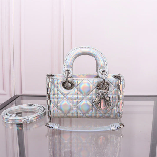 Dior Lady D-Joy Bag In Silver White Cannage Lambskin