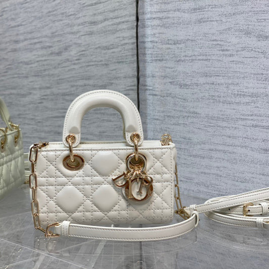 Dior Lady D-Joy Bag In White Cannage Lambskin