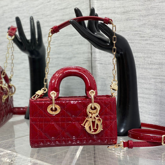 Dior Lady D-Joy Bag in Red Patent Calfskin