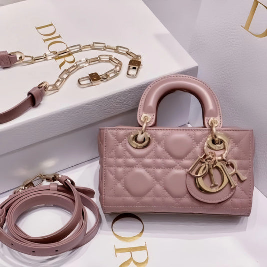 Dior Lady D-Joy Bag in Pink Cannage Calfskin