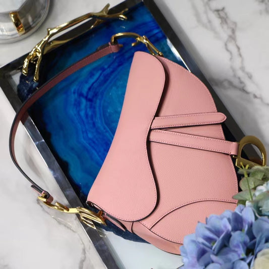 Dior Saddle Bag In Blush Grained Calfskin