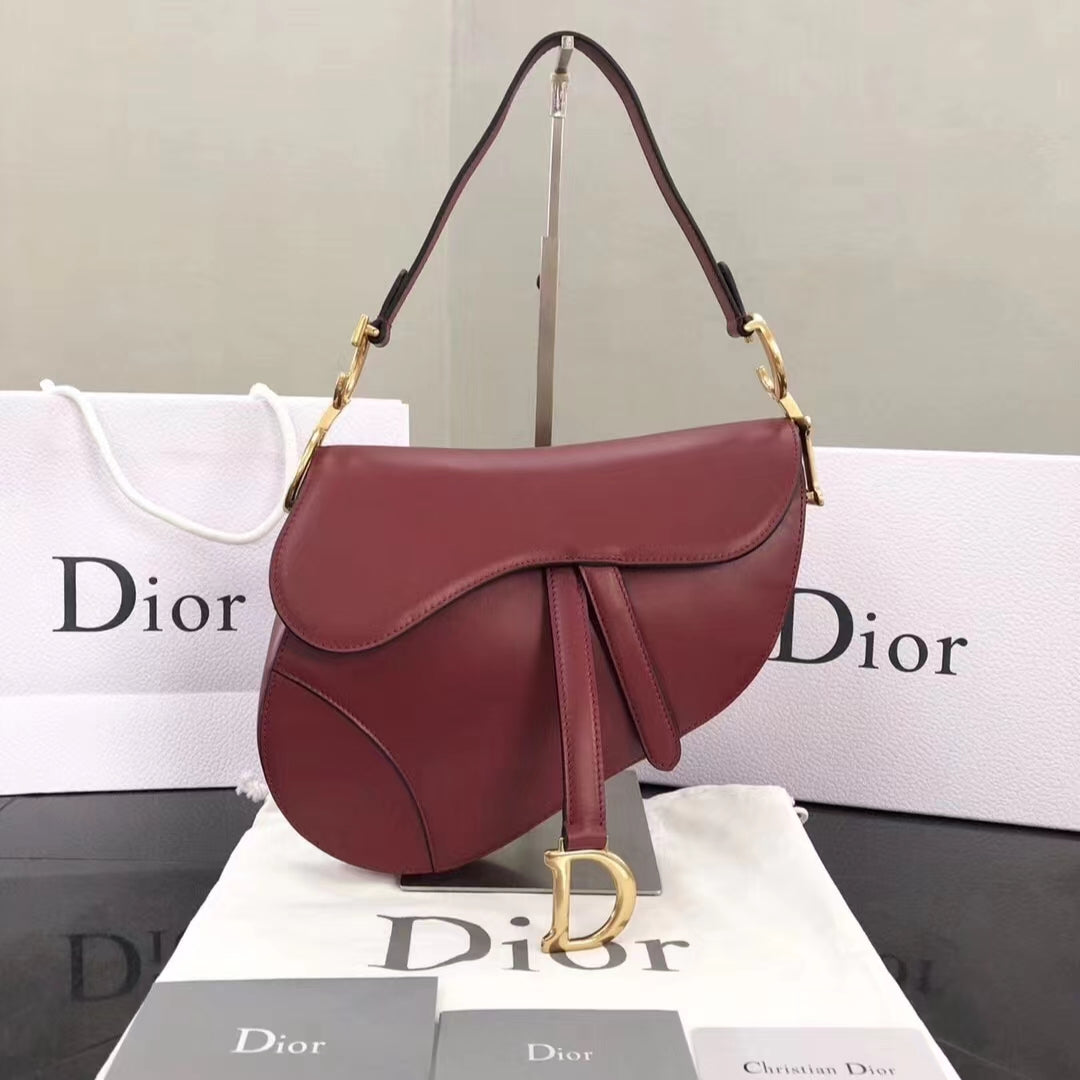 Dior Saddle Bag In Red Smooth Calfskin