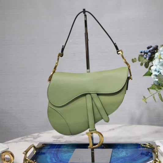 Dior Saddle Bag with Strap in Ethereal Green Grained Calfskin