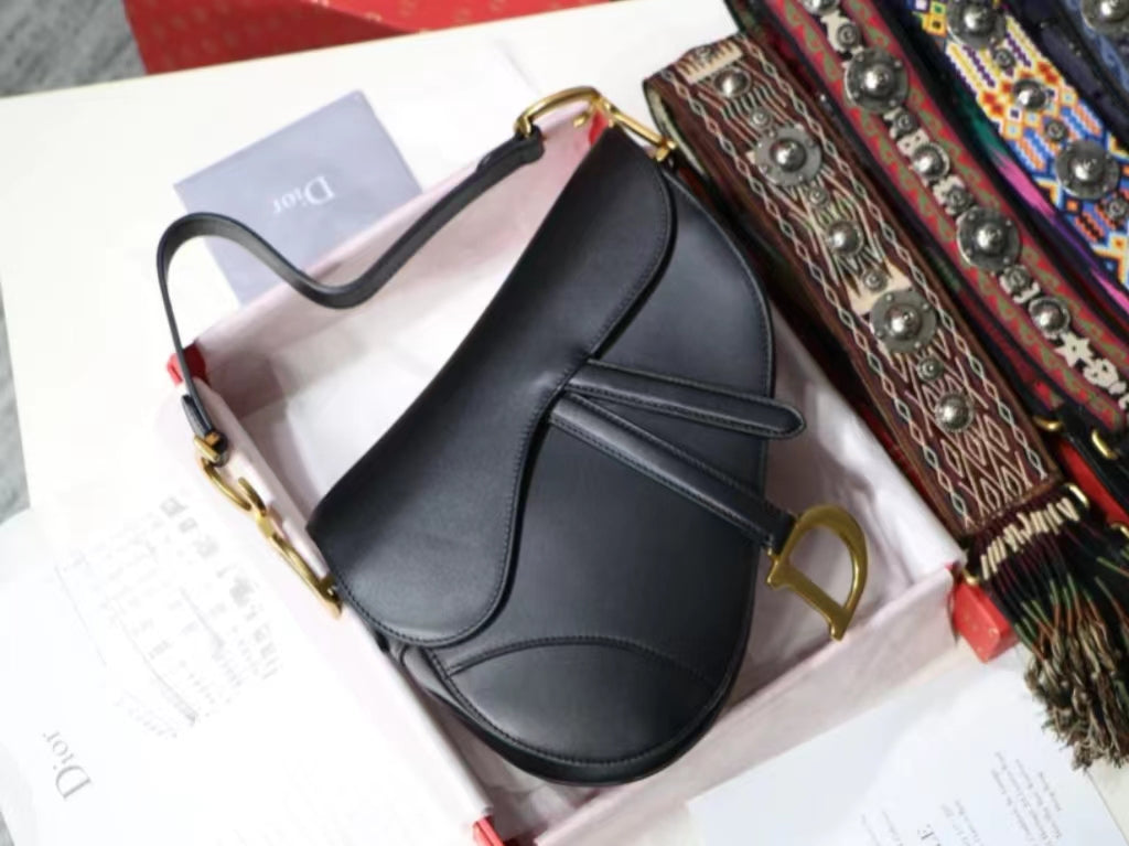 Dior Saddle Bag In Black Smooth Calfskin