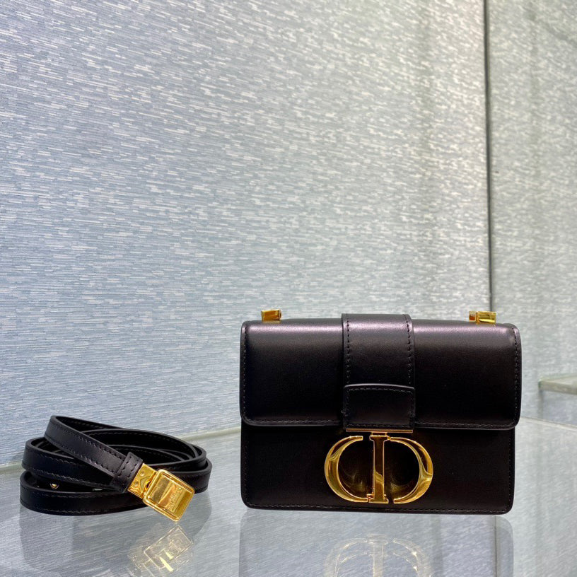 Dior 30 Montaigne Micro Bag In Black Box Calfskin