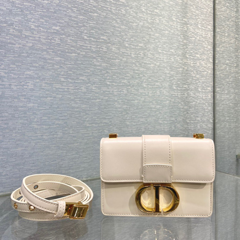 Dior 30 Montaigne Micro Bag In White Box Calfskin