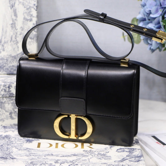 Dior 30 Montaigne Bag In Black Box Calfskin