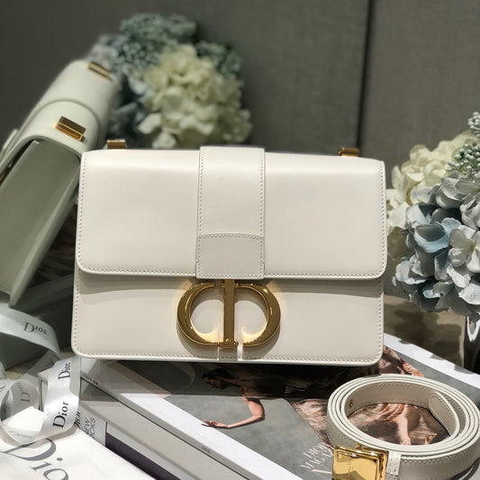 Dior 30 Montaigne Bag In White Box Calfskin