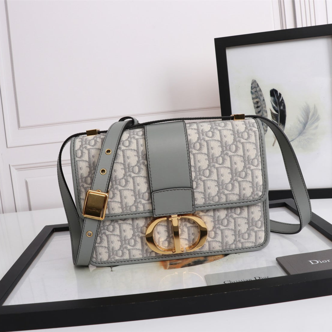 Dior 30 Montaigne Bag In Gray Dior Oblique Jacquard