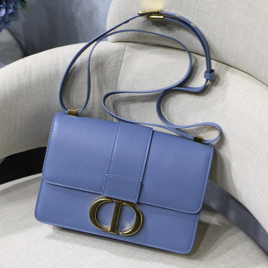 Dior 30 Montaigne Bag In Blue Box Calfskin