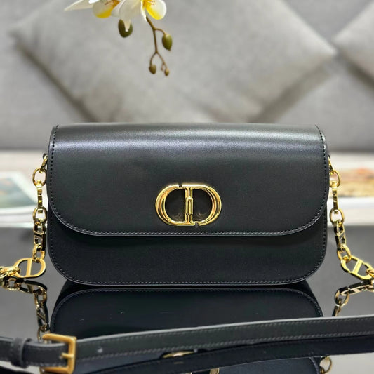 Dior 30 Montaigne Avenue Bag In Black Box Calfskin