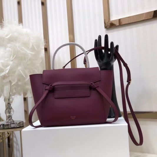 Celine Belt Nano Bag In Purple Grained Calfskin