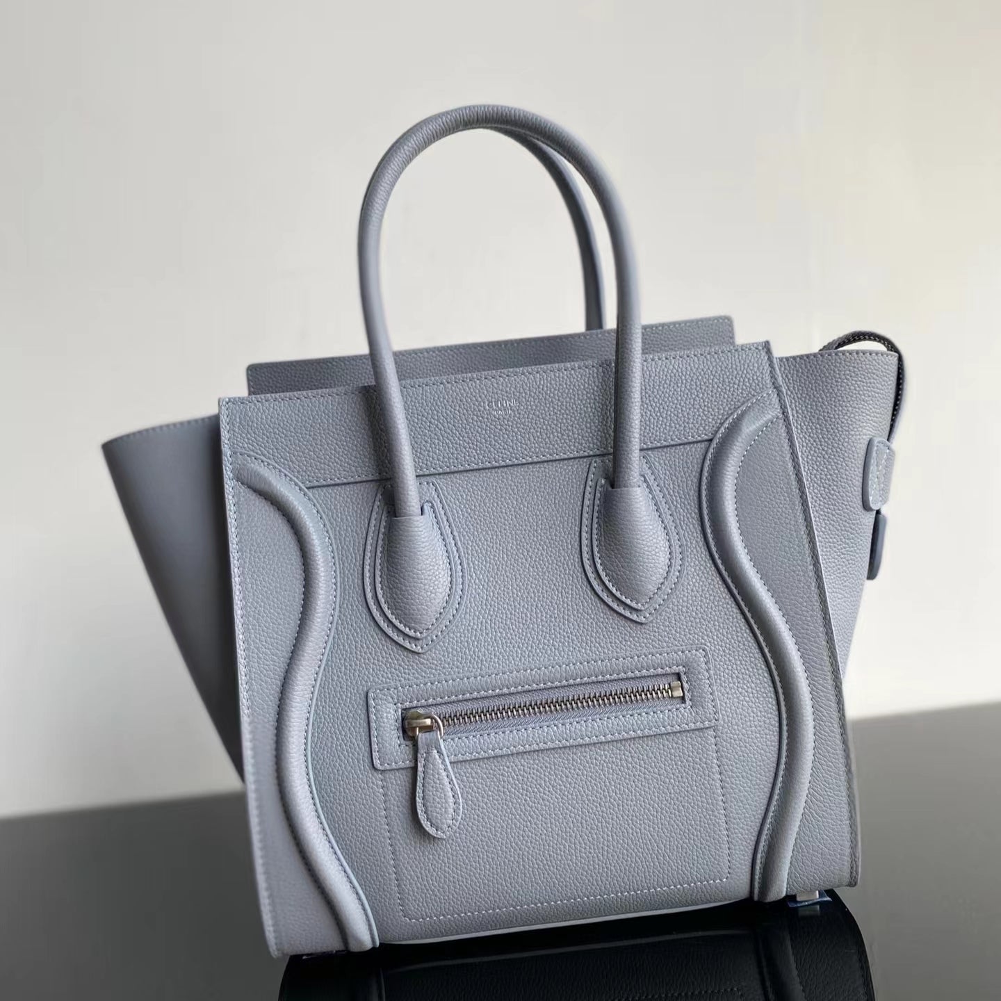 Celine Micro Luggage Tote Bag In Haze Blue Smooth Calfskin