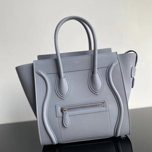 Celine Mini Luggage Tote Bag In Haze Blue Drummed Calfskin