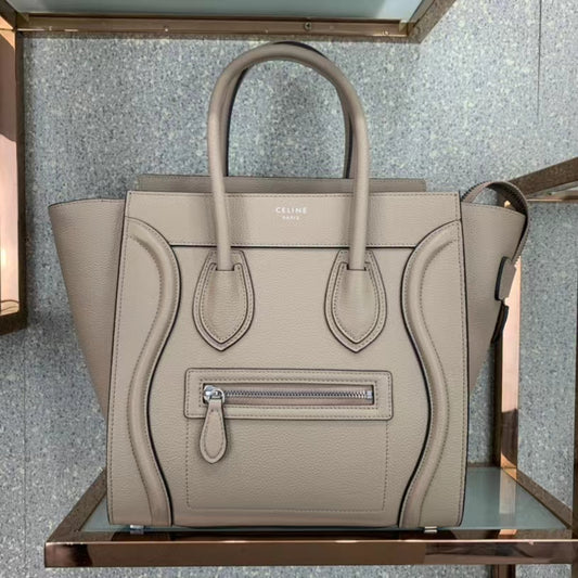 Celine Micro Luggage Tote Bag In Beige Smooth Calfskin