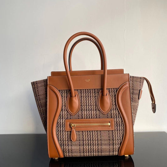 Celine Mini Luggage Tote Bag In Brown With Brown Handle