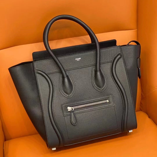 Celine Mini Luggage Tote Bag In Black Drummed Calfskin