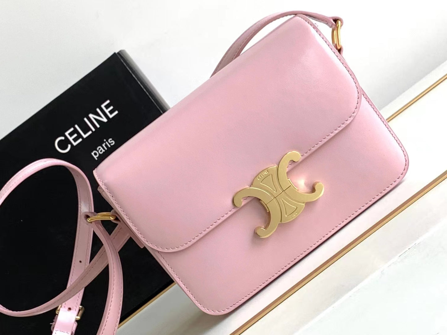 Celine Classic Box Teen Bag In Sakura Powder Box Calfskin