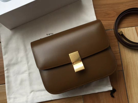 Celine Classic Box Medium Bag In Dark Brown Box Calfskin