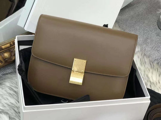 Celine Classic Box Medium Bag In Brown Box Calfskin