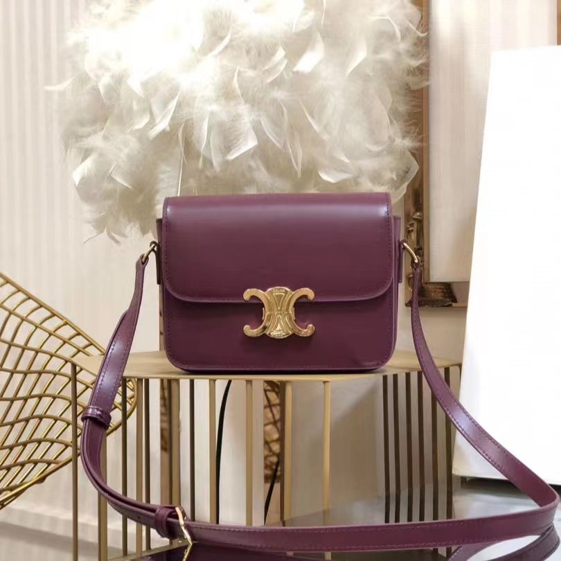 Celine Triomphe Teen Bag In Anemone Purple Leather