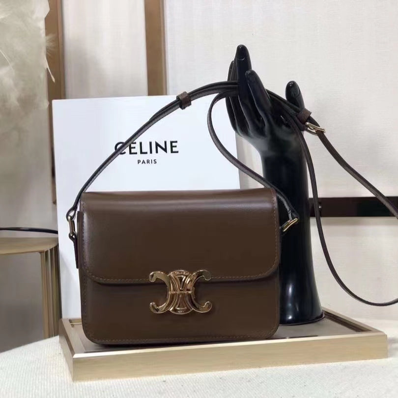 Celine Triomphe Teen Bag In Etoupe Leather