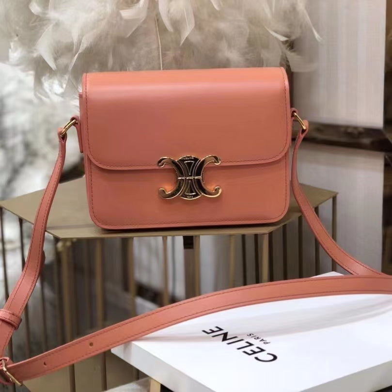 Celine Triomphe Teen Bag In Pink Leather