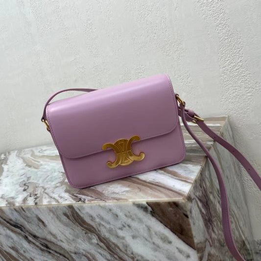 Celine Triomphe Teen Bag In Mallow Purple Leather