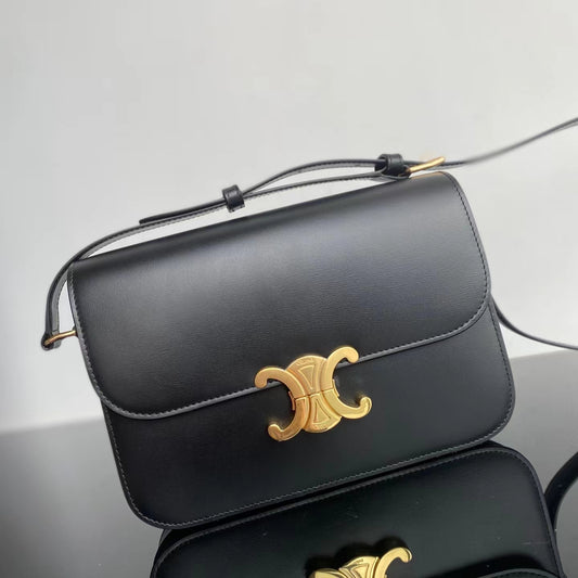 Celine Triomphe Teen Bag In Black Leather