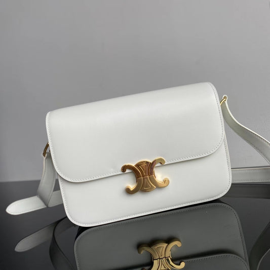 Celine Triomphe Teen Bag In White Leather