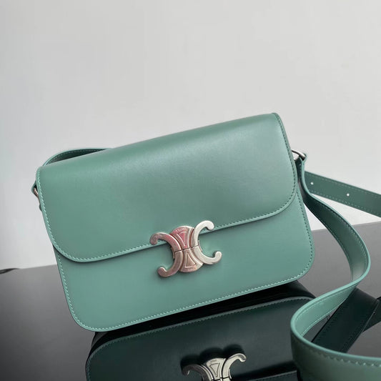 Celine Triomphe Teen Bag In Mint Green Leather